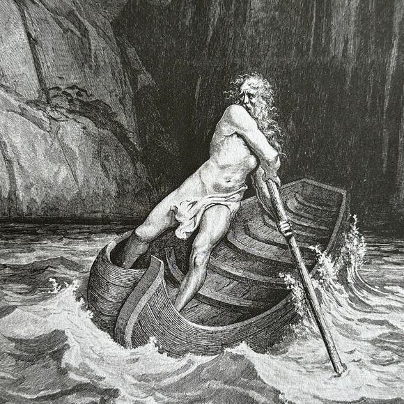 Dore, Charon, Embarkation of Souls, Divine Comedy, Art Print, ~ 250803-WH 705 - Picture 1 of 4